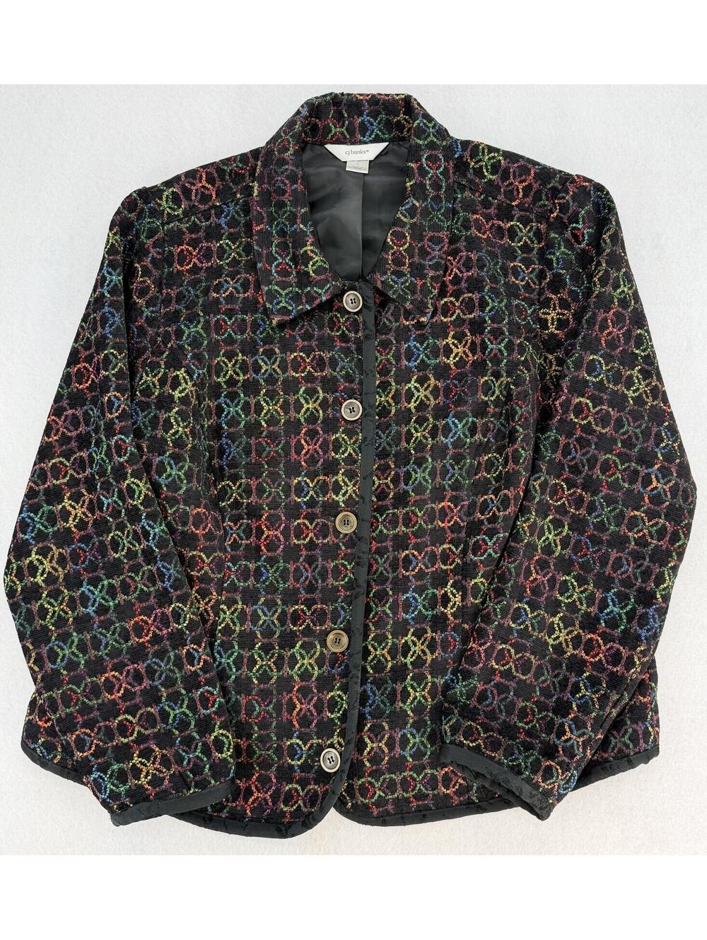 cj banks Jacket X Black Multicolor Classic Button-Up Vintage‎